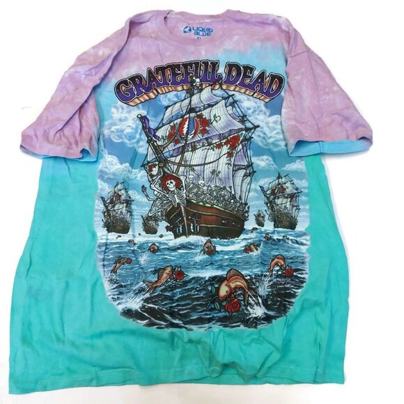 Liquid Blue Mens XL Ship of Fools Grateful Dead Tye Dye Graphic T Shirt - Picture 1 of 6